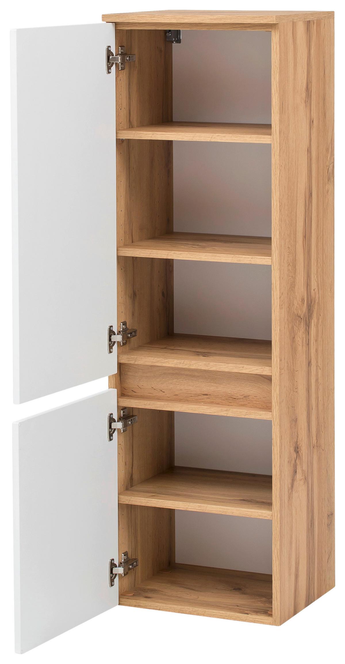 Midischrank Kopenhagen B: 40 Cm Weiß/eiche Dekor - Eichefarben/Silberfarben, KONVENTIONELL, Holzwerkstoff (40/130/35cm) - Held