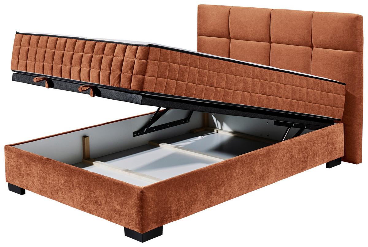 Boxbett Nagol A - Cognac/Schwarz, MODERN, Holzwerkstoff/Textil (120/200cm) - MID.YOU