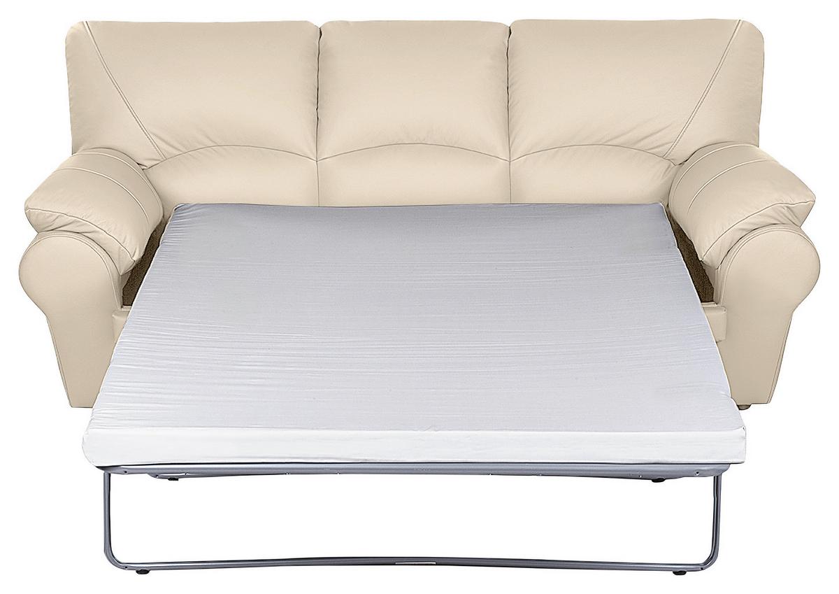 Schlafsofa Oslo, Beige B: 205 Cm - Beige/Schwarz, Design, Leder (205/92/85cm) - Livetastic