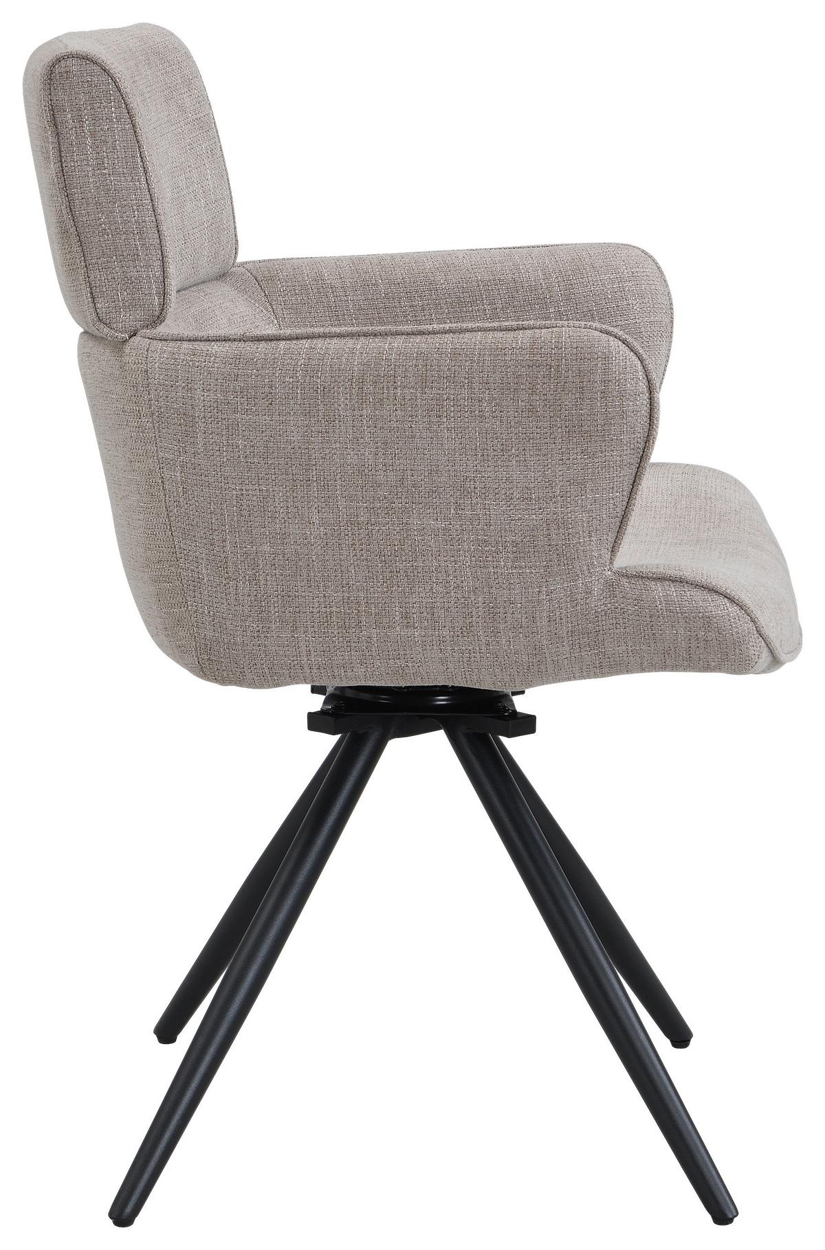 Armlehnstuhl Elis Webstoff Taupe, B: 62 cm - Taupe/Schwarz, KONVENTIONELL, Textil/Metall (62/89/62cm) - Livetastic