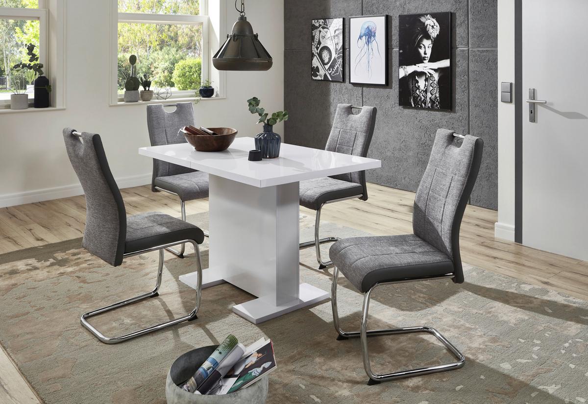 Schwingstuhl Alina Grau Mit Gripp 2er-Set - Chromfarben/Grau, MODERN, Textil/Metall (43/98/59cm) - MID.YOU