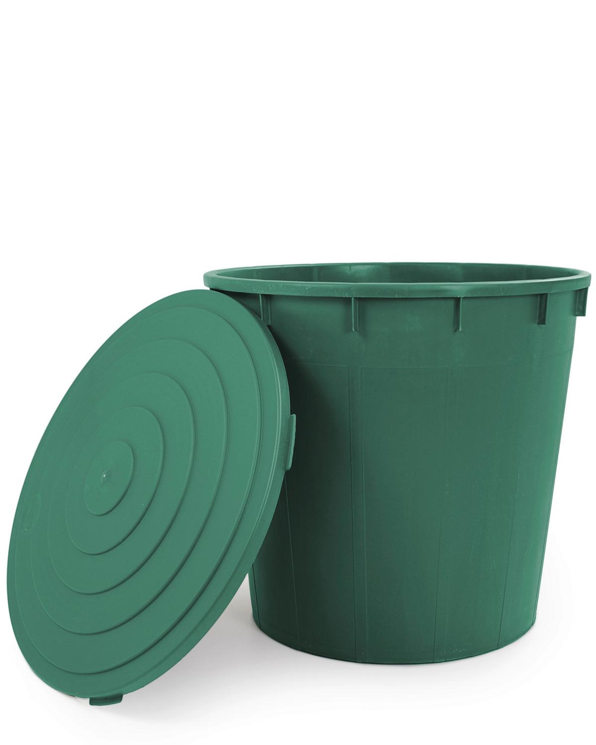Regentonne mit Deckel Dunkelgrün 500 L - Dunkelgrün, Basics, Kunststoff (95/95/92cm)