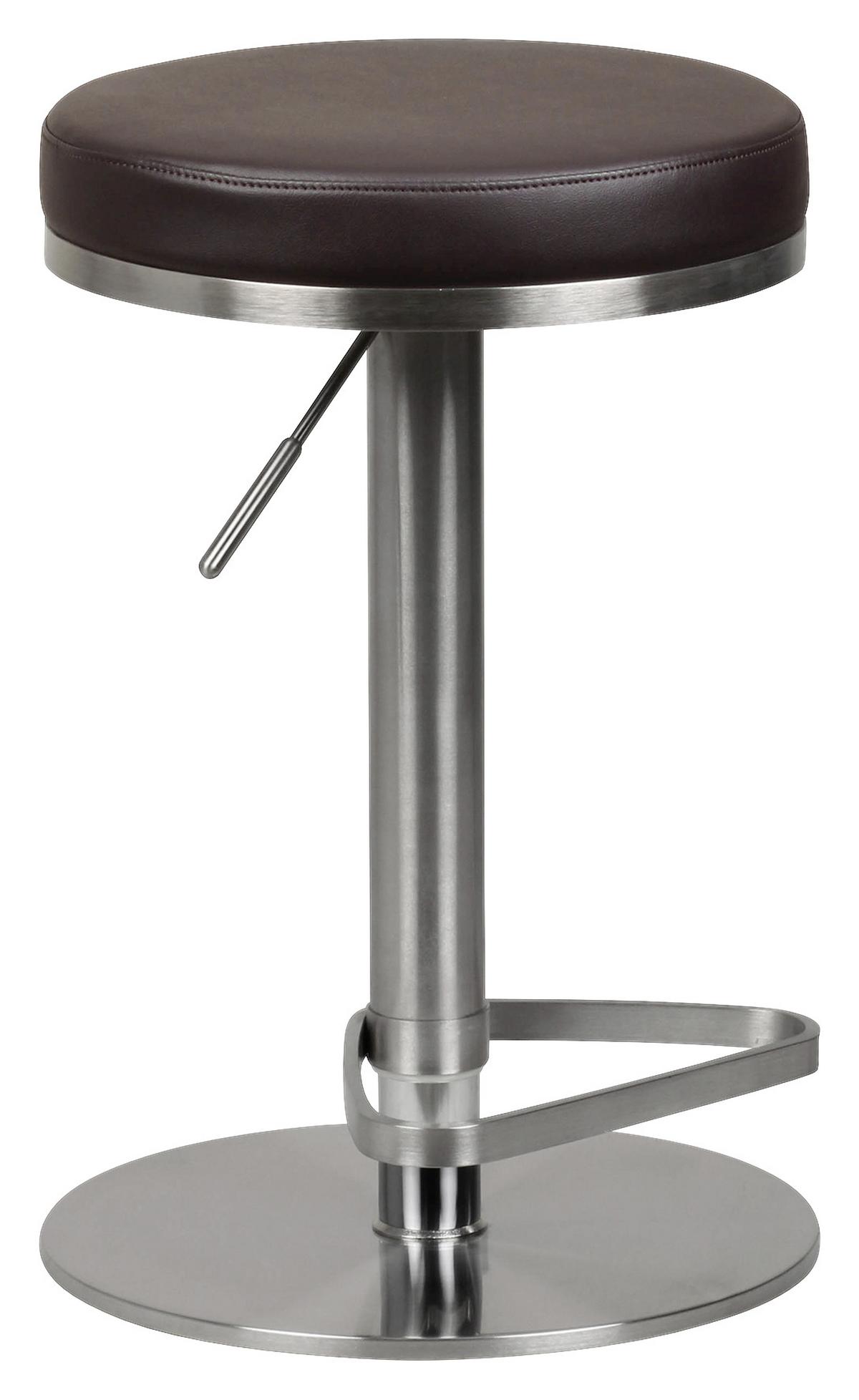 Barhocker höhenverstellbar und 360° drehbar Braun - Silberfarben/Braun, MODERN, Textil/Metall (38/57/38cm) - MID.YOU