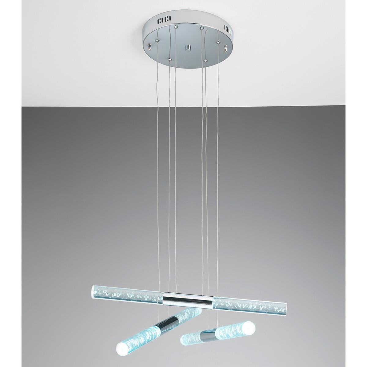 LED-Pendelleuchte Chromfarben L: 70 cm 18w - Chromfarben, Design, Kunststoff/Metall (70/70/110cm)