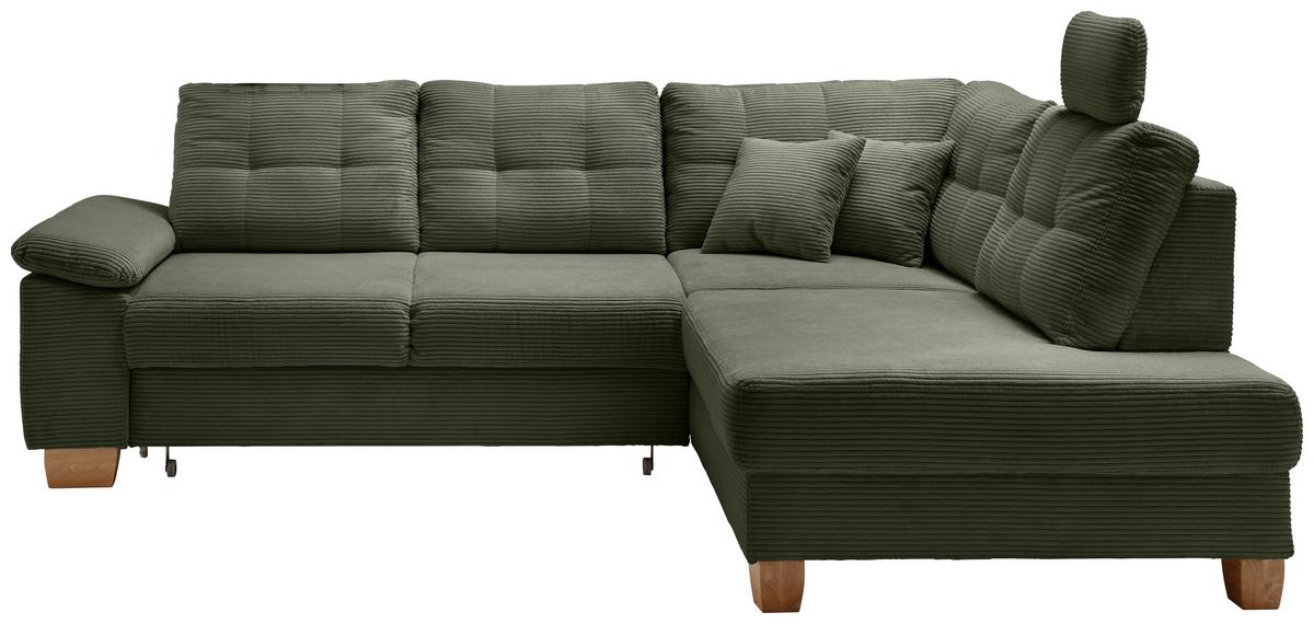 Ecksofa Brizzini Dunkelgrün S: 274x206 Cm - Dunkelgrün/Naturfarben, MODERN, Textil (274/206cm) - Livetastic