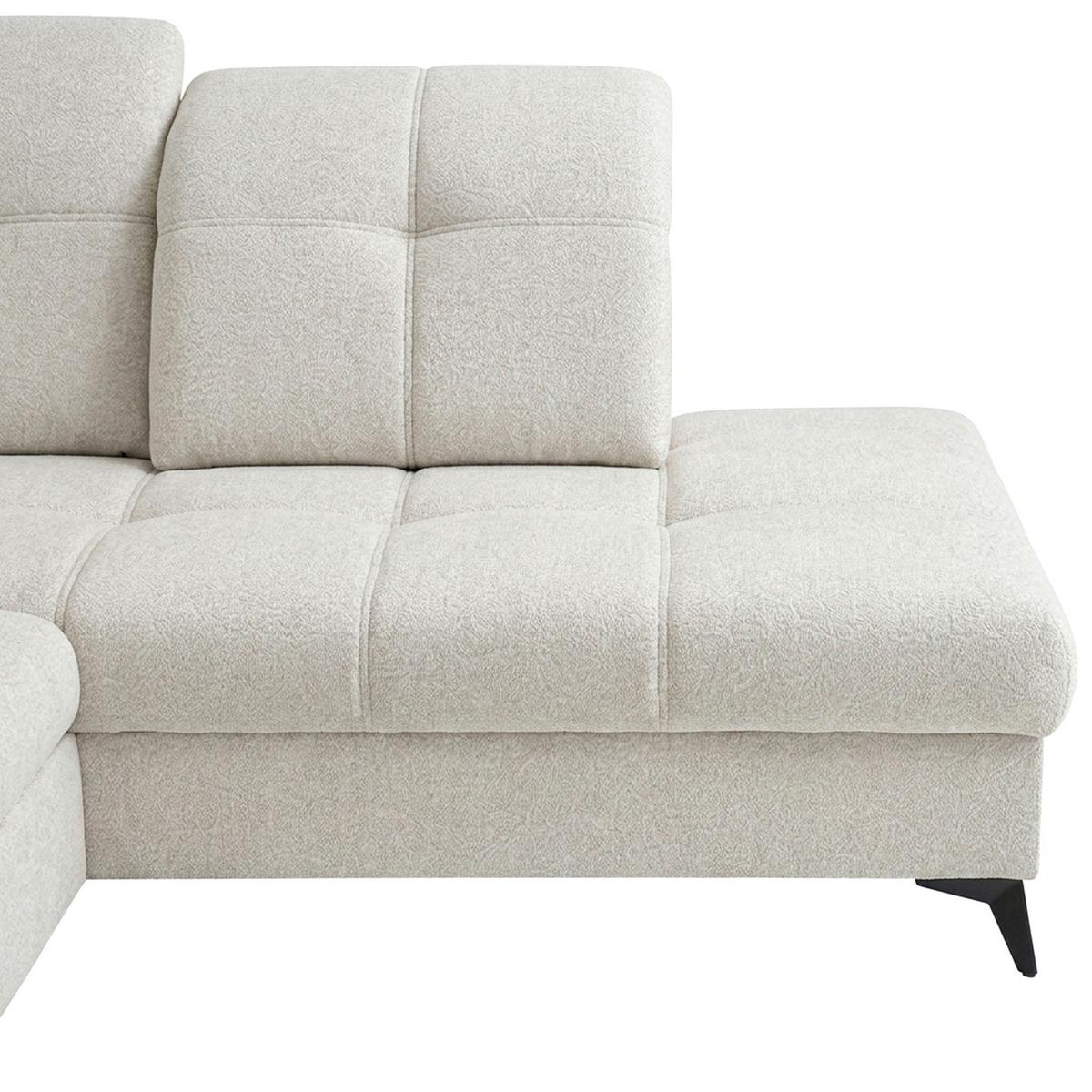 Sedacia súprava SIERRA, pravá, béžová ženilka - čierna/béžová, Modern, kov/textil (181/364/230cm)