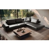 Ecksofa Como Echtleder Anthrazit 306x237 - Anthrazit/Schwarz, Design, Leder (306/237cm) - Livetastic