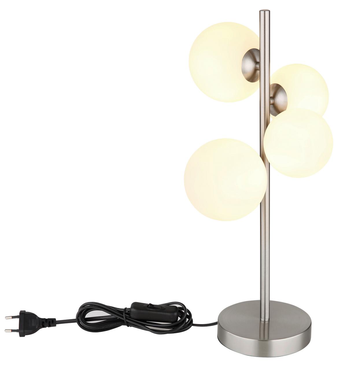 LED-Tischleuchte 56140-4t - Opal/Nickelfarben, KONVENTIONELL, Glas/Kunststoff (27/23cm) - Globo