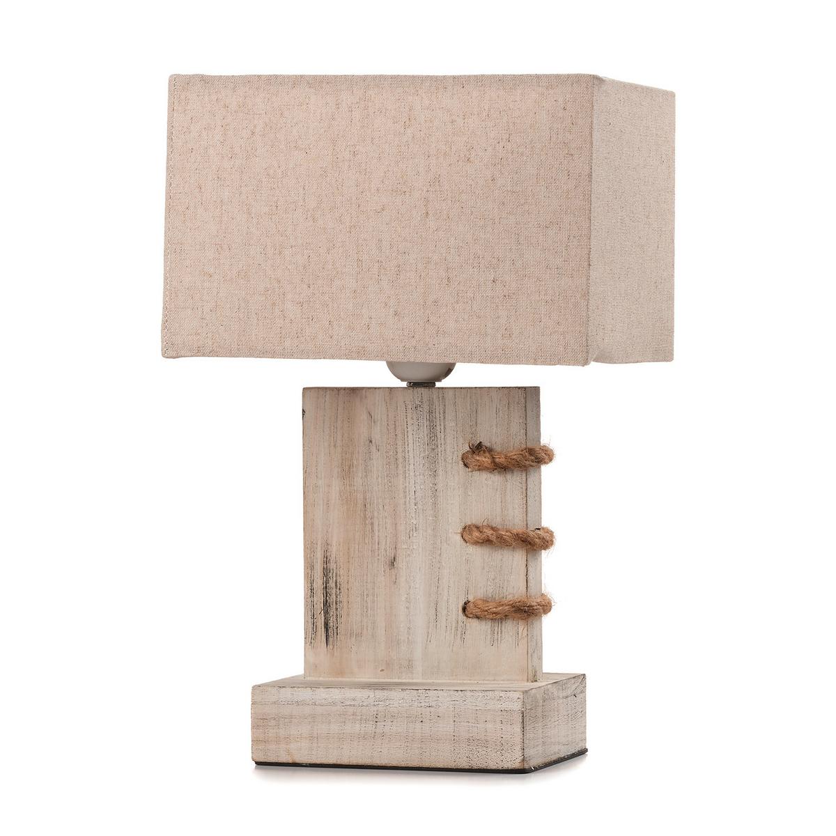 Nachttischleuchte 5037/l - Beige, Natur, Holz/Textil (22/15/33cm)