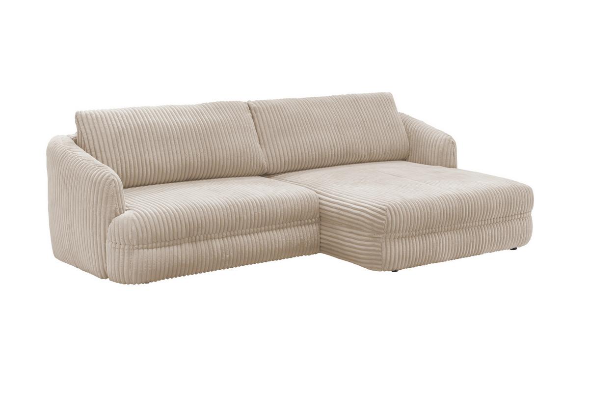 Ecksofa Lush, Sandfarben Schenkel: 284x161 cm - Sandfarben/Schwarz, Design, Textil (284/161cm) - Livetastic