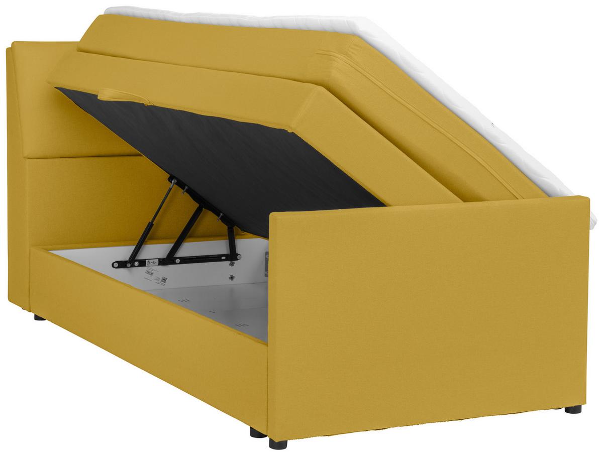 Boxspringbett Mit Bettkasten Nida 100x200 Cm Gelb - Gelb/Schwarz, MODERN, Holz/Textil (100/200cm) - MID.YOU