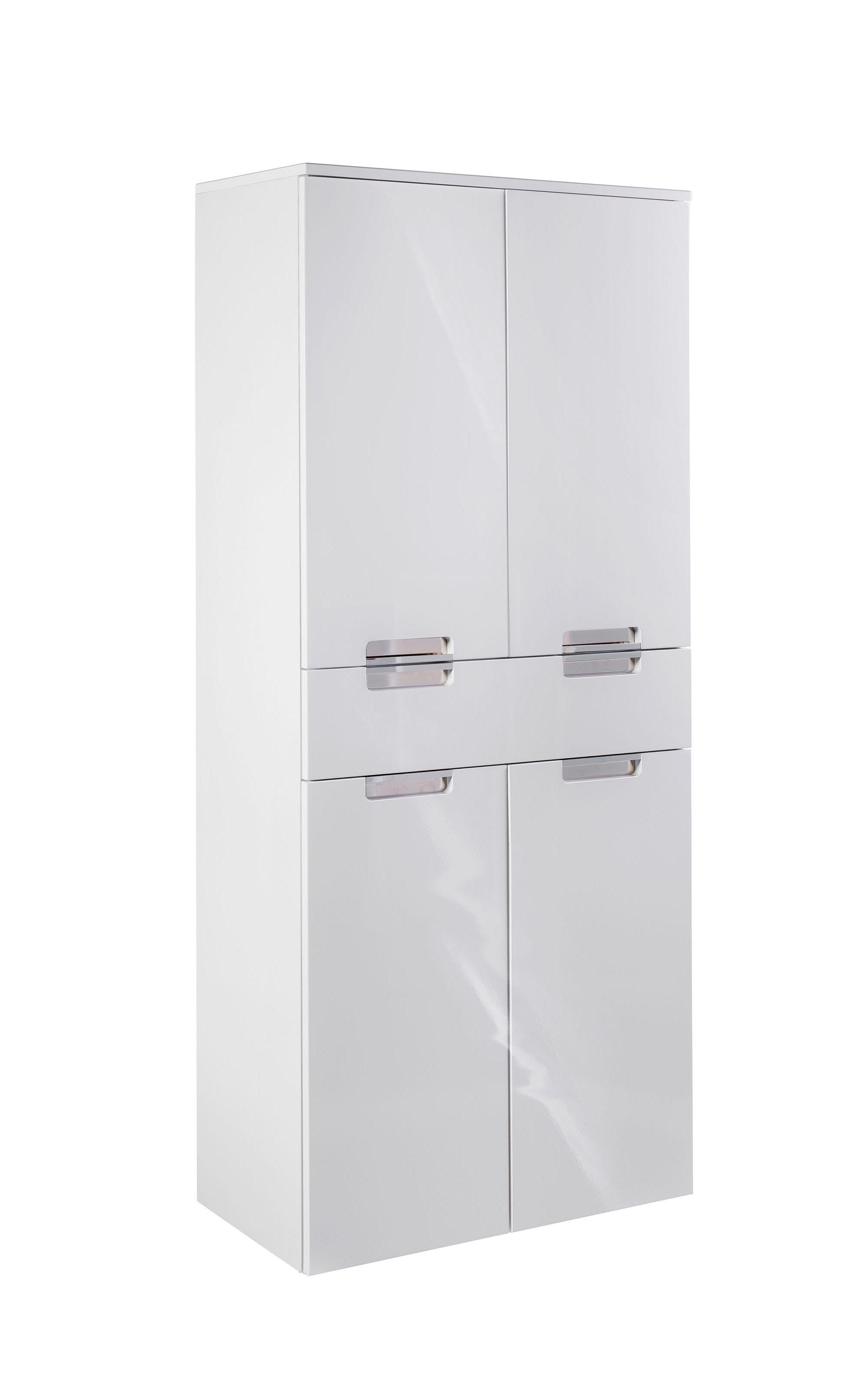Hochschrank M. 4 Drehtüren Mars 65cm Weiß Dekor - Weiß, MODERN, Holzwerkstoff (65,0/159,0/35,0cm) - MID.YOU