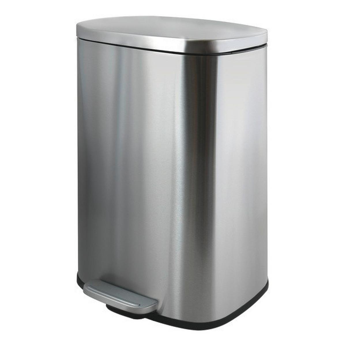 Treteimer Akira 30l Silberf. Metall Lbh: 34,3x23,5x62,9 Cm - Silberfarben/Schwarz, Basics, Kunststoff/Metall (34,3/23,5/62,9cm) - Spirella