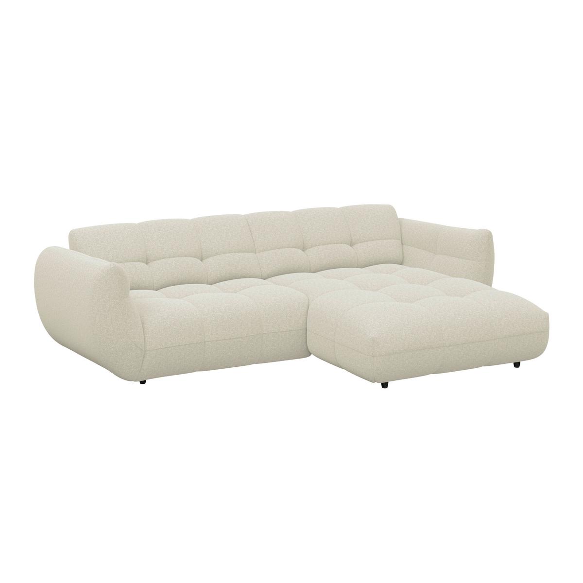 Ecksofa Panda Chenille elfenbein, 280x178cm - Elfenbein/Schwarz, Trend, Textil (280/178cm)