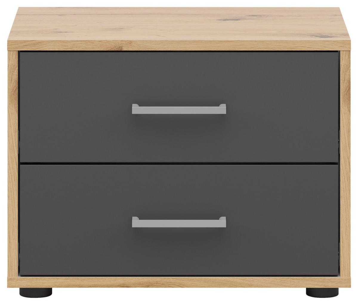 Éjjeliszekrény Smart 2 50/38cm - szürkésfehér/Artisan tölgy, Basics, faalapú anyag (50/38/35cm)