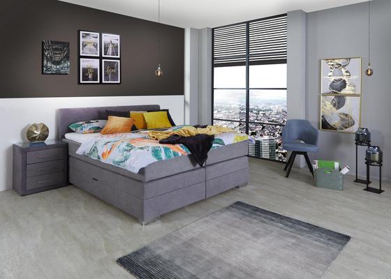 Graues Boxspringbett für zwei Personen – schicke Einrichtung und hohe Bequemlichkeit Boxspringbett 180x200 mit abnehmbarem Topper