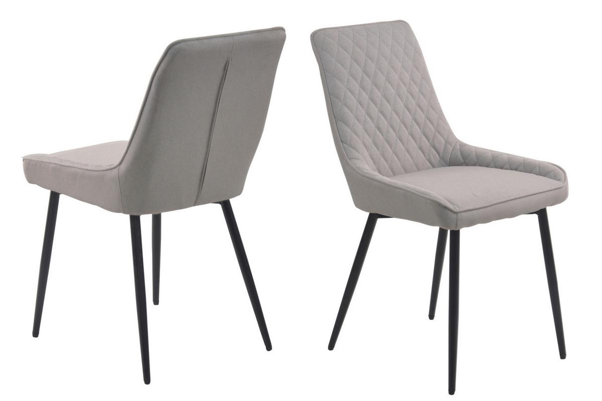 Stuhl-set Hellgrau, B: 52cm - Hellgrau/Schwarz, Design, Textil/Metall (52/86/56cm) - Livetastic