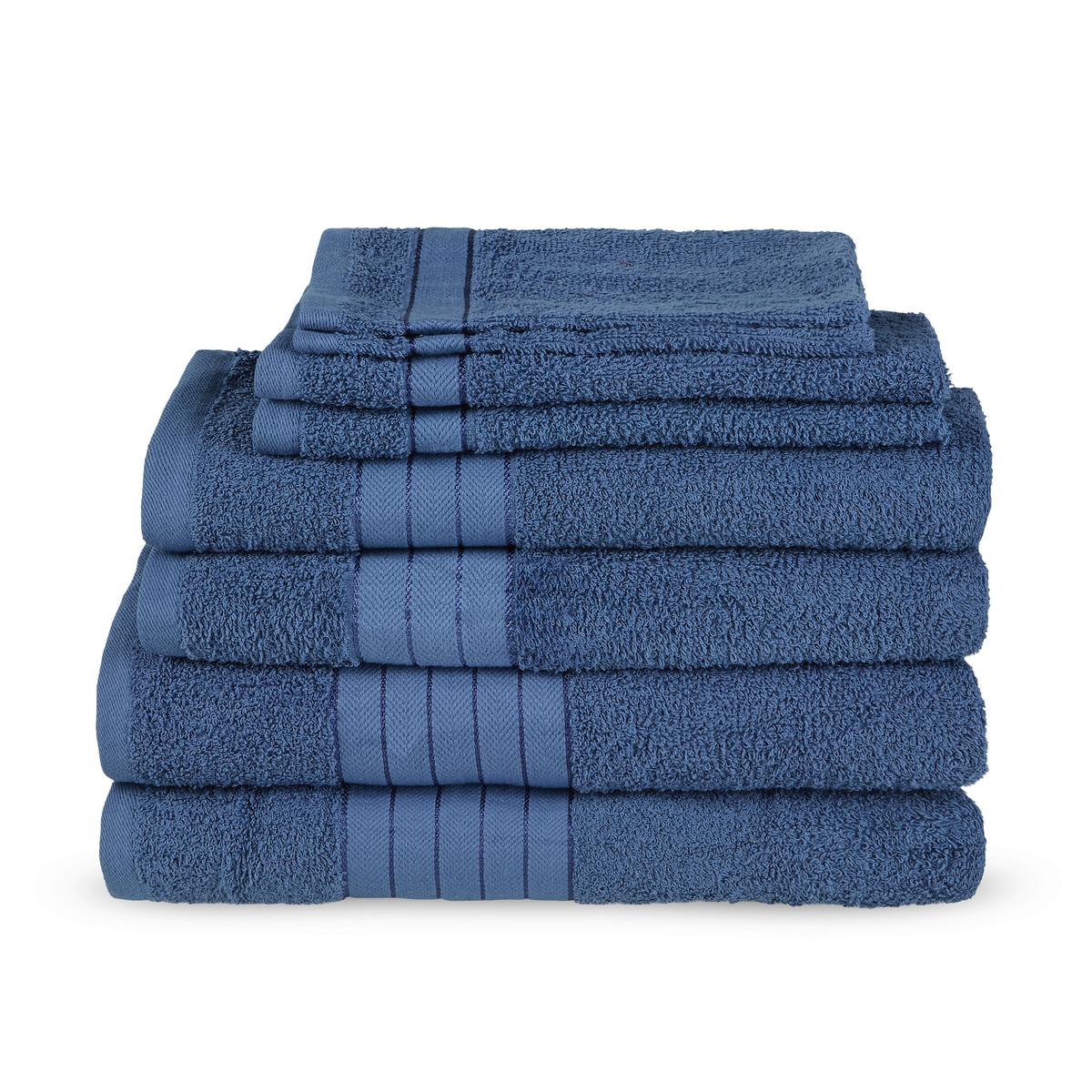 Frottierset 8-Teilig, Dunkelblau - Blau, Basics, Textil