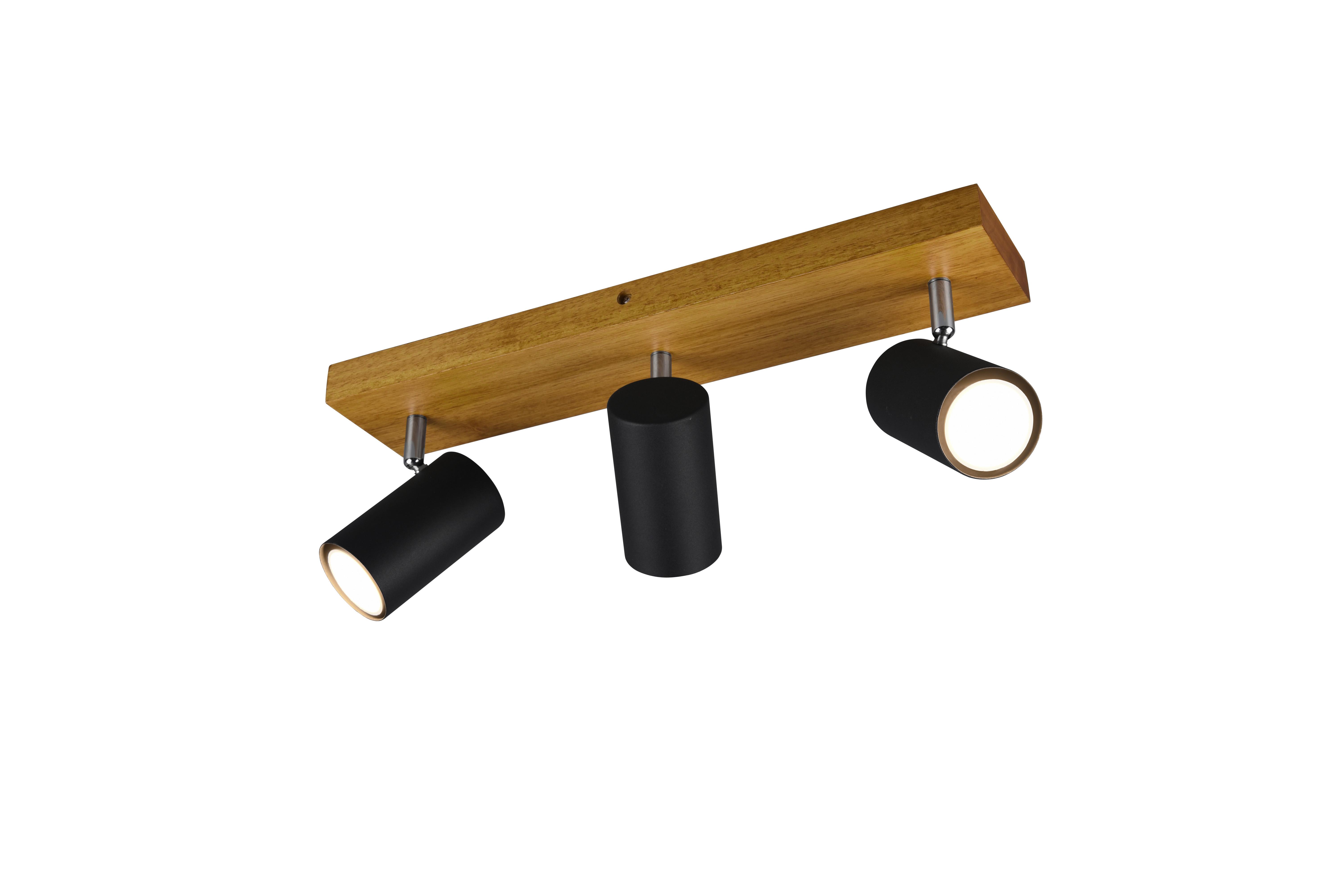 Strahler Marley 3-Flammig verstellbar L: 44 cm - Schwarz, Design, Holz/Metall (44/16/9cm) - Trio Leuchten