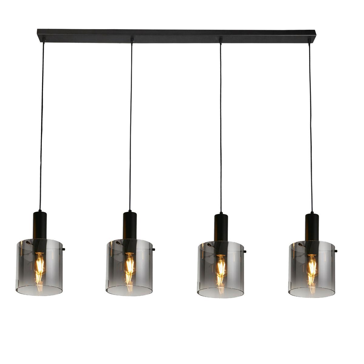 Pendelleuchte 88910-4bk - Schwarz, Design, Glas/Metall (142/35-150/22cm)
