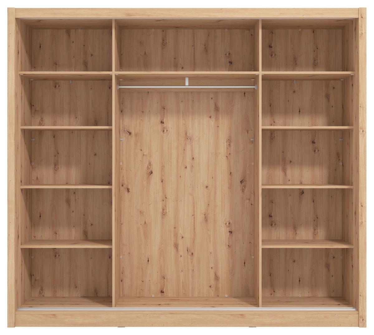 Tolóajtós Szekrény Navara 242/215,5 Cm - Artisan tölgy, Basics, faalapú anyag/Üveg (242/215,5/60cm)