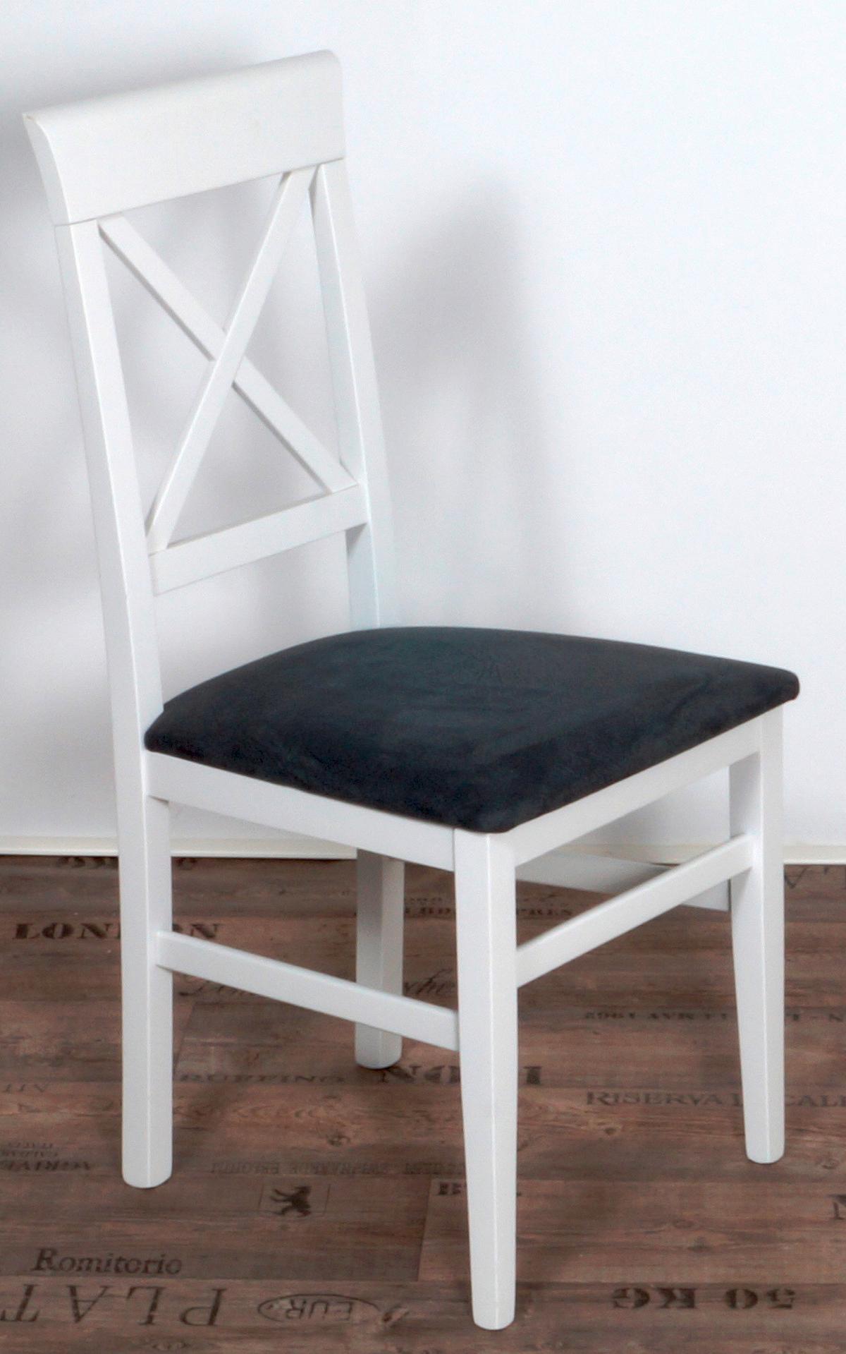 Stuhl-set Madrano Grau/weiß B: 44 Cm - Weiß/Grau, KONVENTIONELL, Holz/Textil (44/93/46cm) - MID.YOU