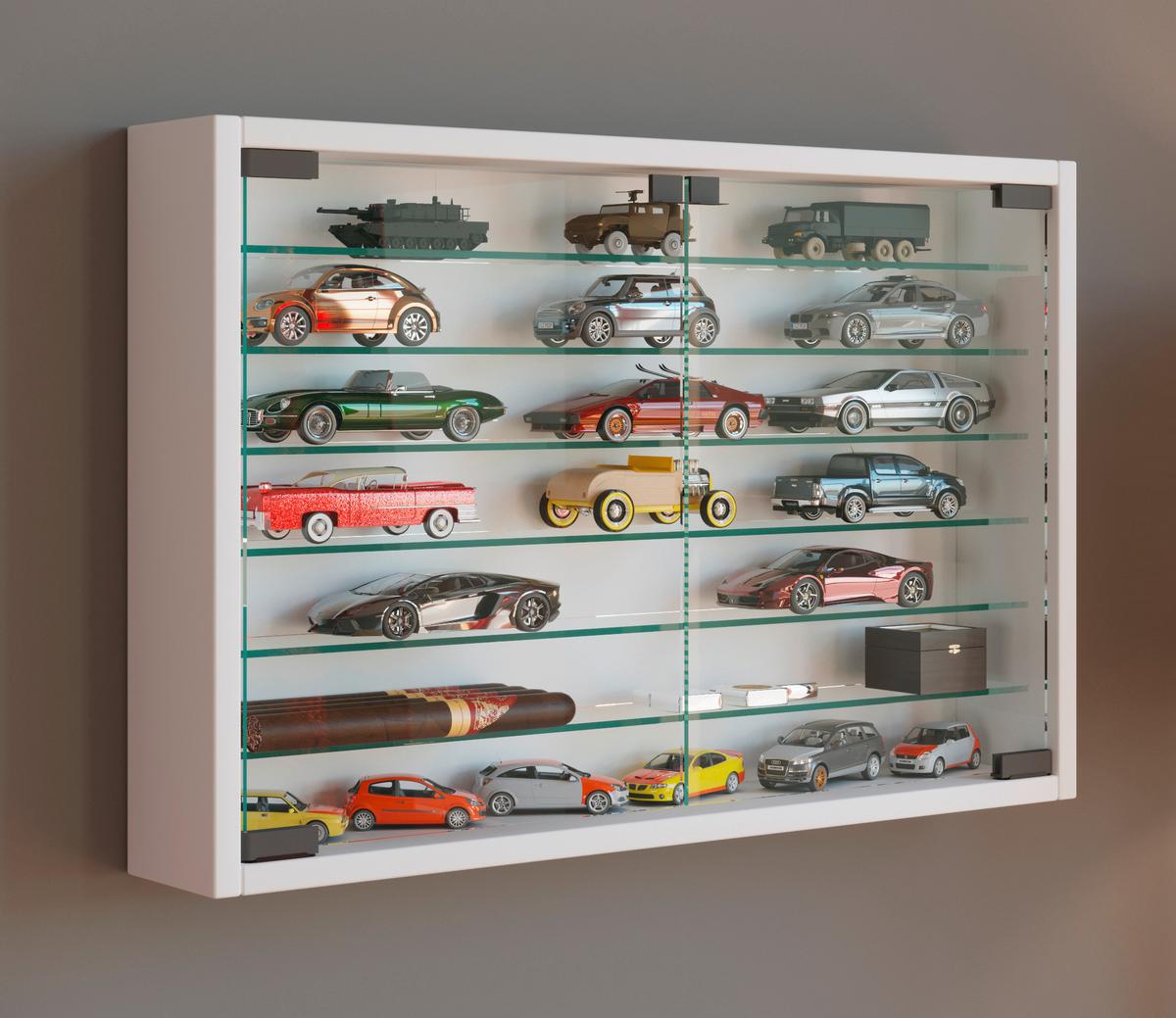 Hängevitrine Mandosa XL B: 60 cm Weiß mit Glastüren - Weiß, MODERN, Glas/Holzwerkstoff (60/40/10cm) - MID.YOU