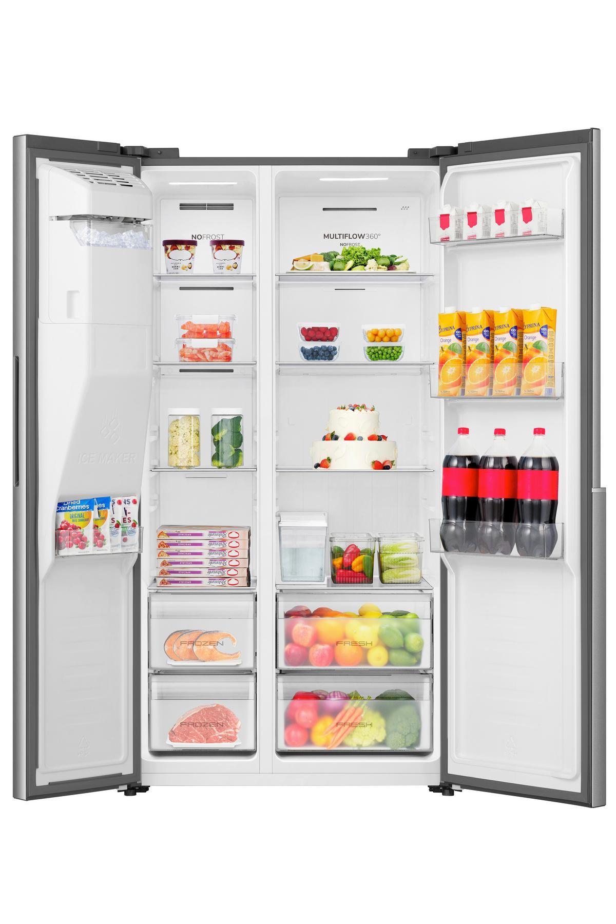 Side-By-Side Edelstahlfarben B: 91,1cm - Edelstahlfarben, Trend, Glas/Kunststoff (91,1/178,6/61,5cm) - Hisense