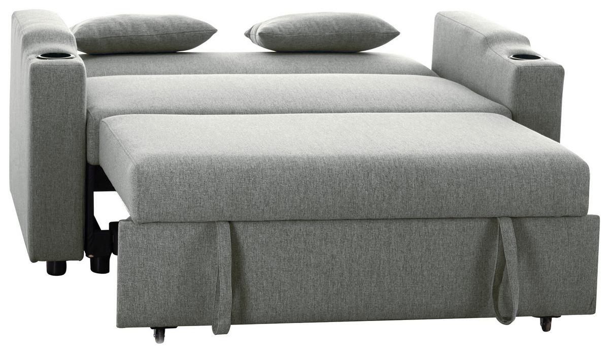 Schlafsofa Athen Dunkelgrau B: 150 cm - Dunkelgrau/Schwarz, Basics, Textil/Metall (150/91/85cm) - P & B