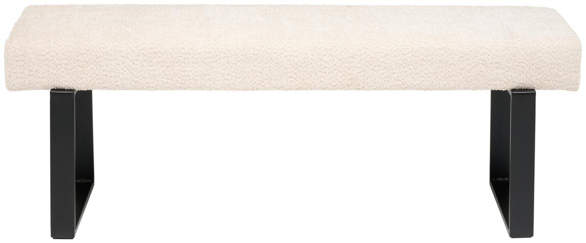 Sitzbank Kea Ohne Lehne Beige, B: 140 Cm - Beige/Schwarz, KONVENTIONELL, Textil/Metall (140/49/47cm) - MID.YOU