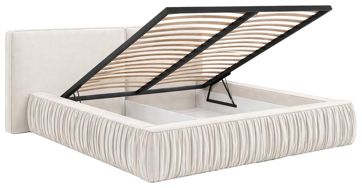POLSTERBETT Vanessa Creme 160x200cm - Creme/Schwarz, MODERN, Holz/Metall (160/200cm) - MID.YOU