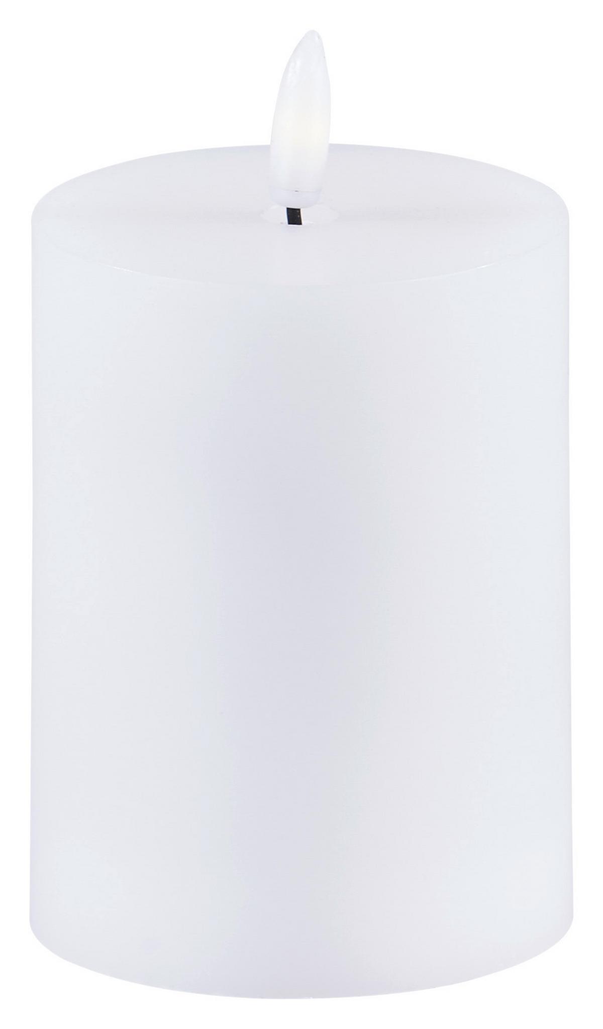 LED-Kerze Mara Weiß mit Timer, Ø/H: 7,5/12,8 cm - Weiß, Basics, Naturmaterialien/Kunststoff (7,5/12,8cm) - Luca Bessoni