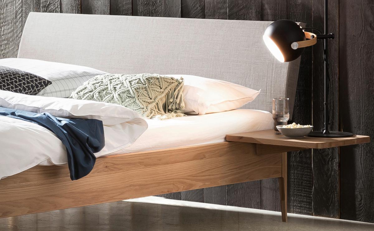 Bett Fanano Eichefarben 140x200 Cm - Eichefarben/Hellgrau, KONVENTIONELL, Holz/Textil (140/200cm) - Hasena