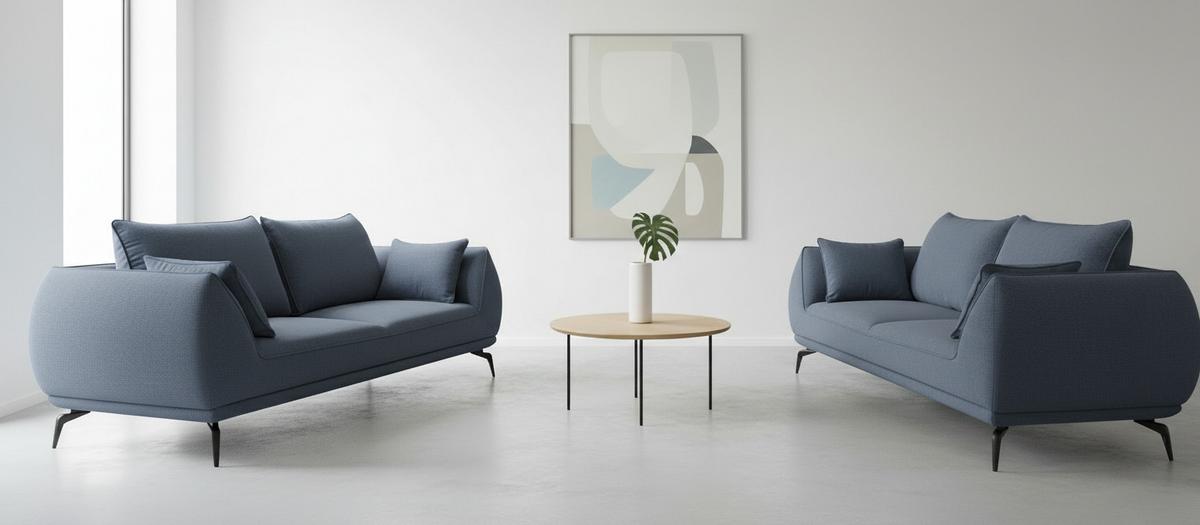 2-Sitzer-Sofa Cavo, Dunkelblau B: 208 cm - Schwarz/Dunkelblau, MODERN, Textil (208/86/118cm) - MID.YOU