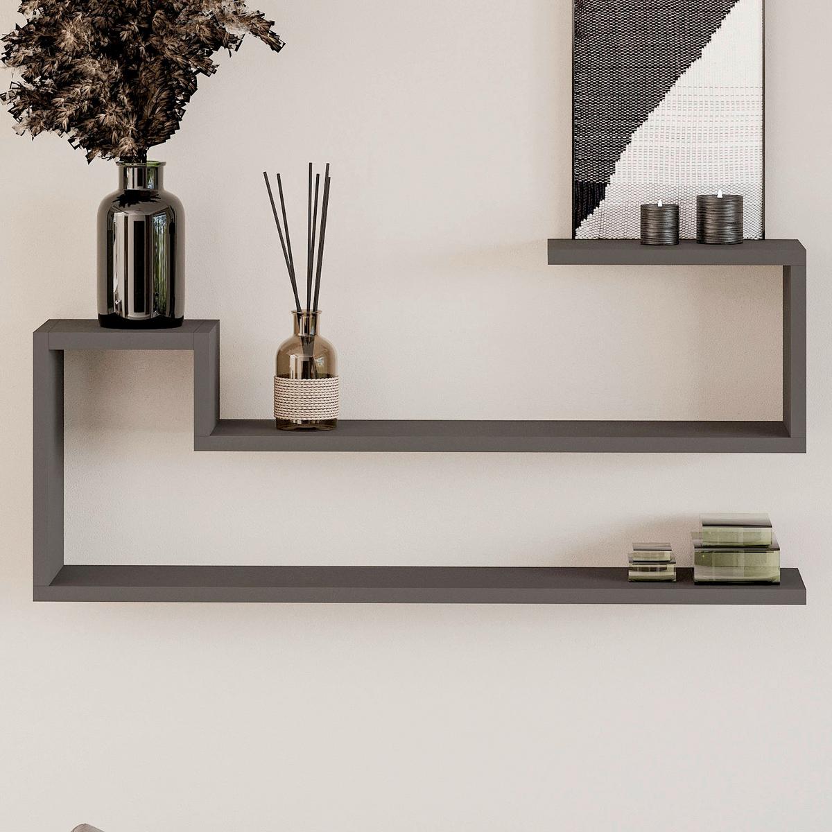 Wandregal Ravi Anthrazit B: 90 cm - Anthrazit, Design, Holzwerkstoff (90/41,2/17cm) - Livetastic