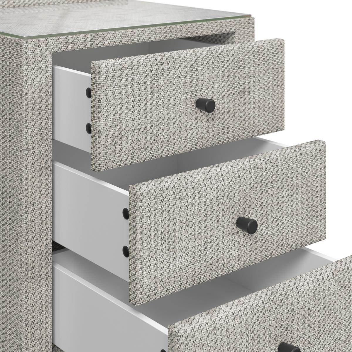 Nachtkästchen Brisbane I inkl. USB Anschluss B: 49,5cm - Ecru, Trend, Glas/Holzwerkstoff (49,5/56,5/46cm) - Sembella