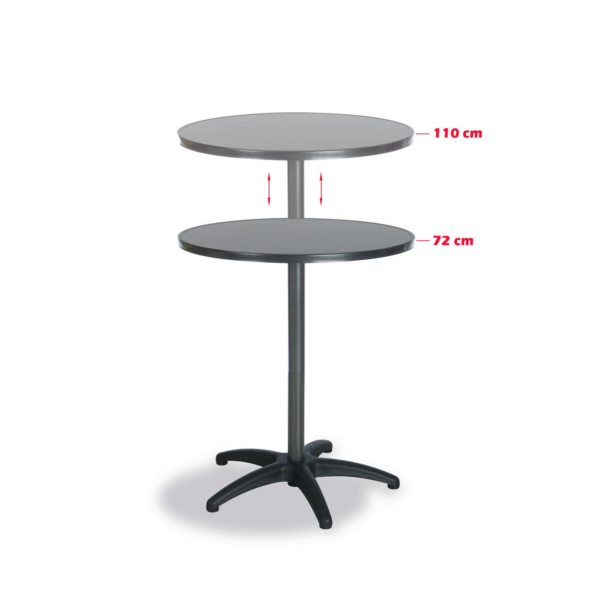 Gartentisch Duo–stehtisch Rund Verstellbar - Anthrazit, Basics, Metall (70/72/110/70cm)