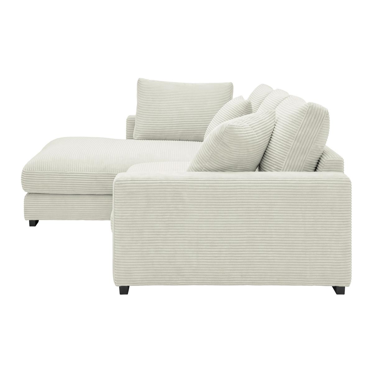 Rohová sedačka PEDRO, levá, krémový manšestr - černá/krémová, Moderní, textil/plast (190/300cm) - Mömax