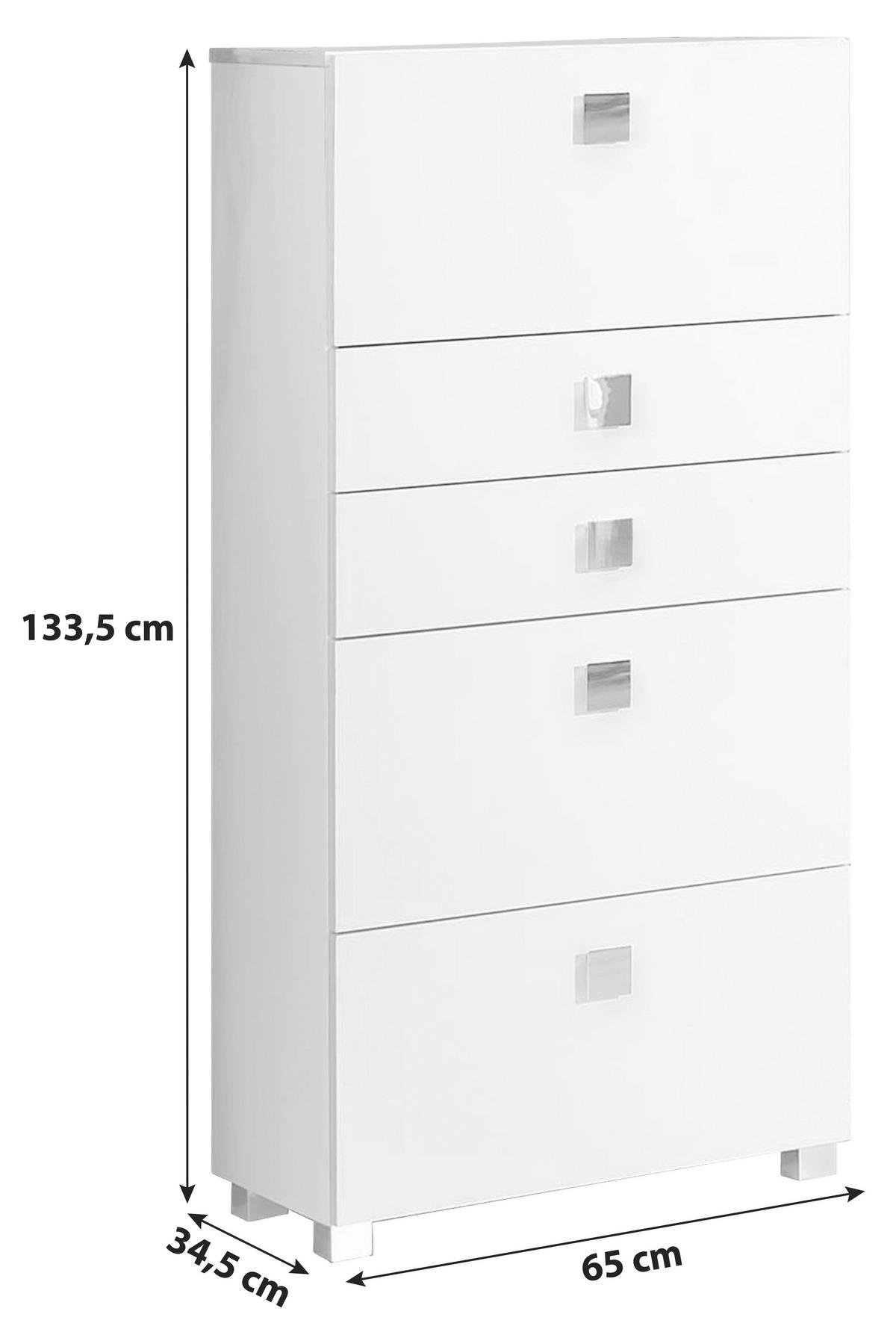 Midischrank Mit Laden Quadra B: 65 Cm Weiß - Chromfarben/Weiß, MODERN, Holzwerkstoff (65,0/133,5/34,5cm) - MID.YOU