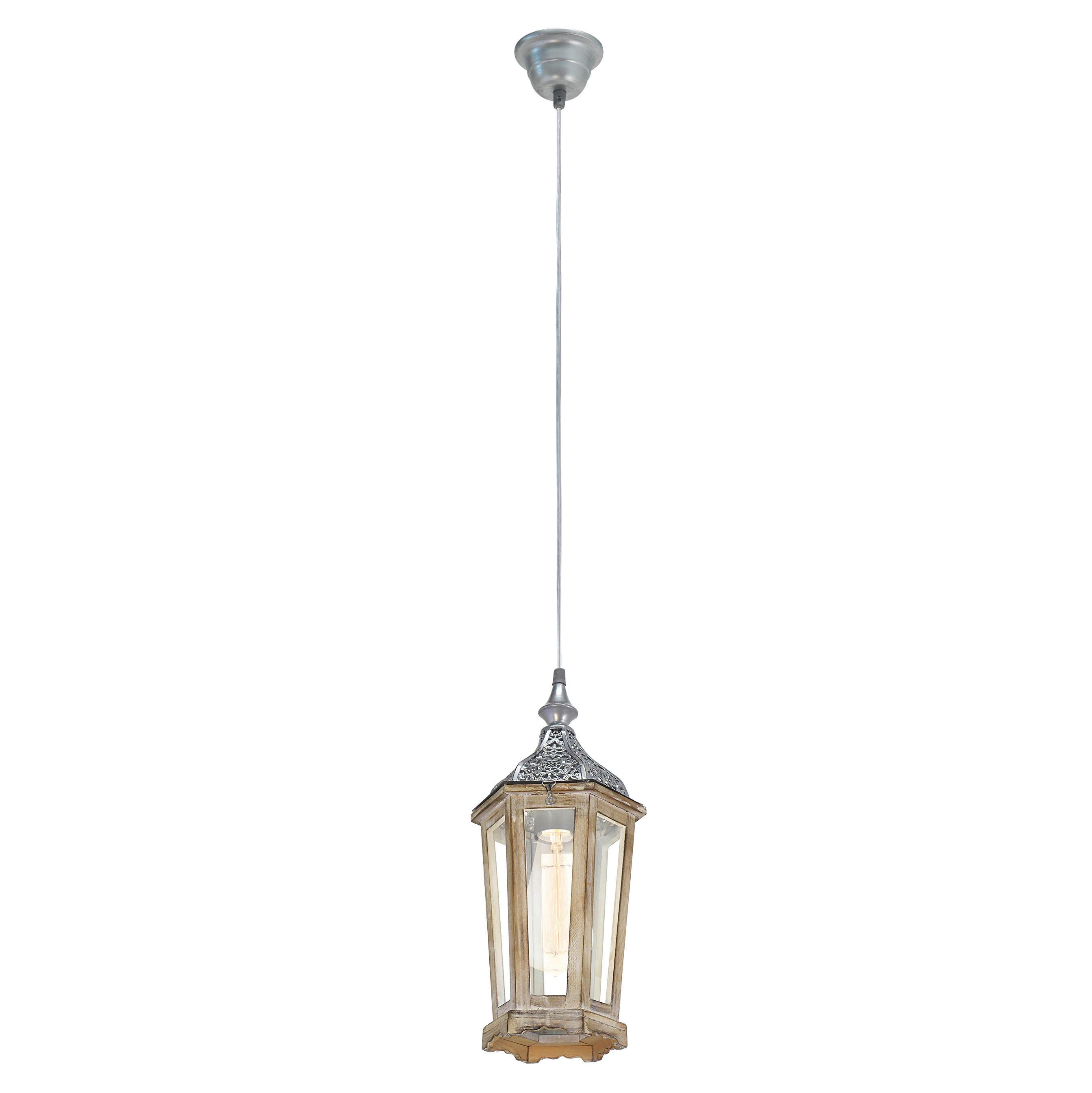 Hängeleuchte 49206*vintage - Silberfarben/Grau, LIFESTYLE, Glas/Holz (15/110cm) - Eglo