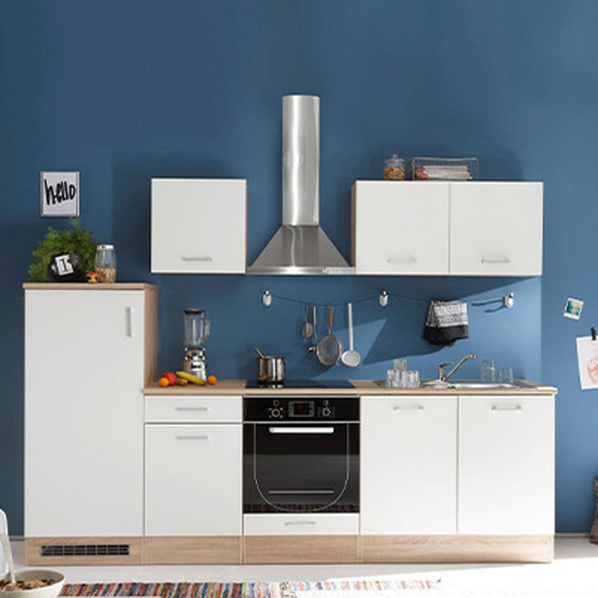 Küchenzeile Welcome Andy ohne Geräte 270 cm Weiß/Eiche Dekor - Weiß/Sonoma Eiche, MODERN, Holzwerkstoff (270/195/60cm)