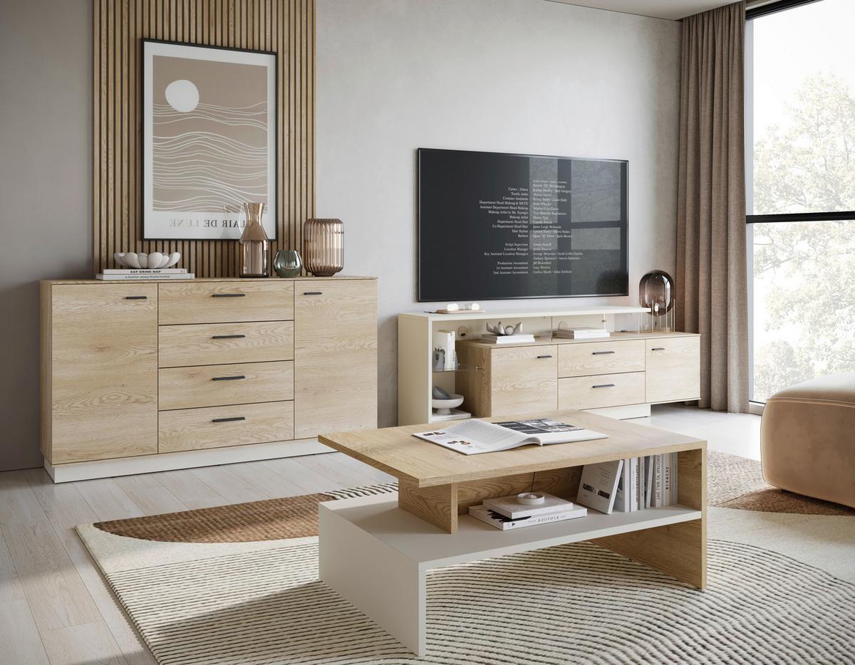 Sideboard, Lagoon, B: 155 Cm Eichefarben/kaschmir - Kaschmir/Eichefarben, MODERN, Holzwerkstoff (155/87,6/40cm)