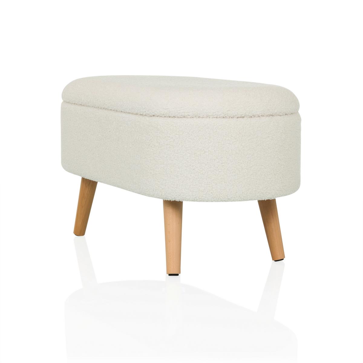 Hocker Storiano Weiß B: 82 Cm - Eichefarben/Weiß, MODERN, Textil (82/43/47cm) - MID.YOU
