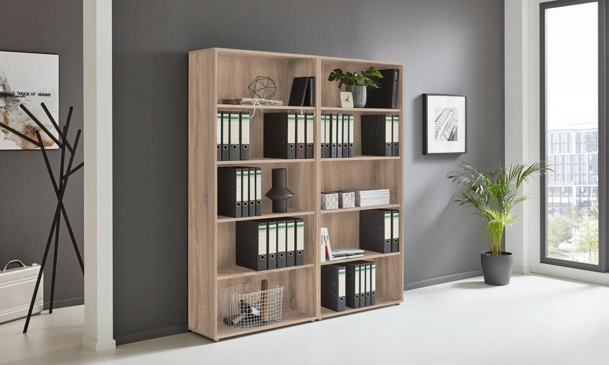 Aktenregal Office Edition Sonoma Eiche Dekor B: 168,8cm - Silberfarben/Sonoma Eiche, MODERN, Holzwerkstoff (168,8/185,6/33cm) - MID.YOU