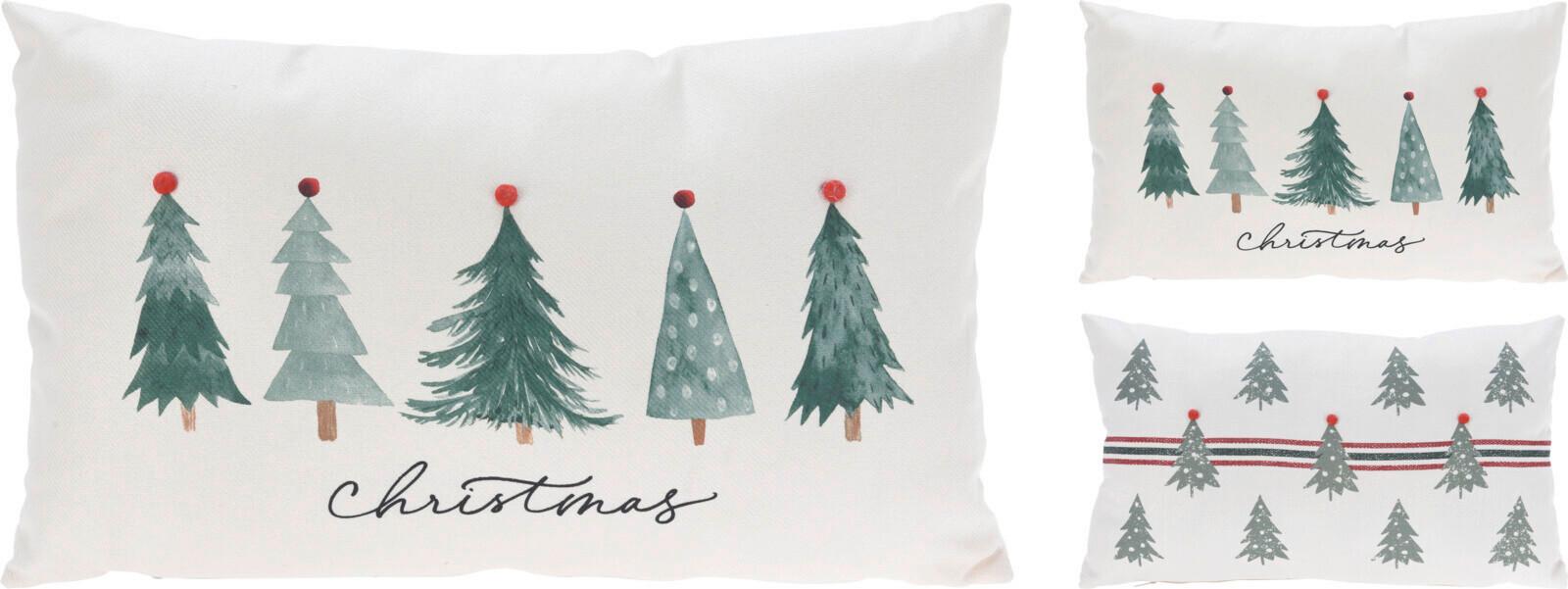 DEKORAČNÝ VANKÚŠ CUSHION XMASS - biela, Basics, textil (30/50cm)