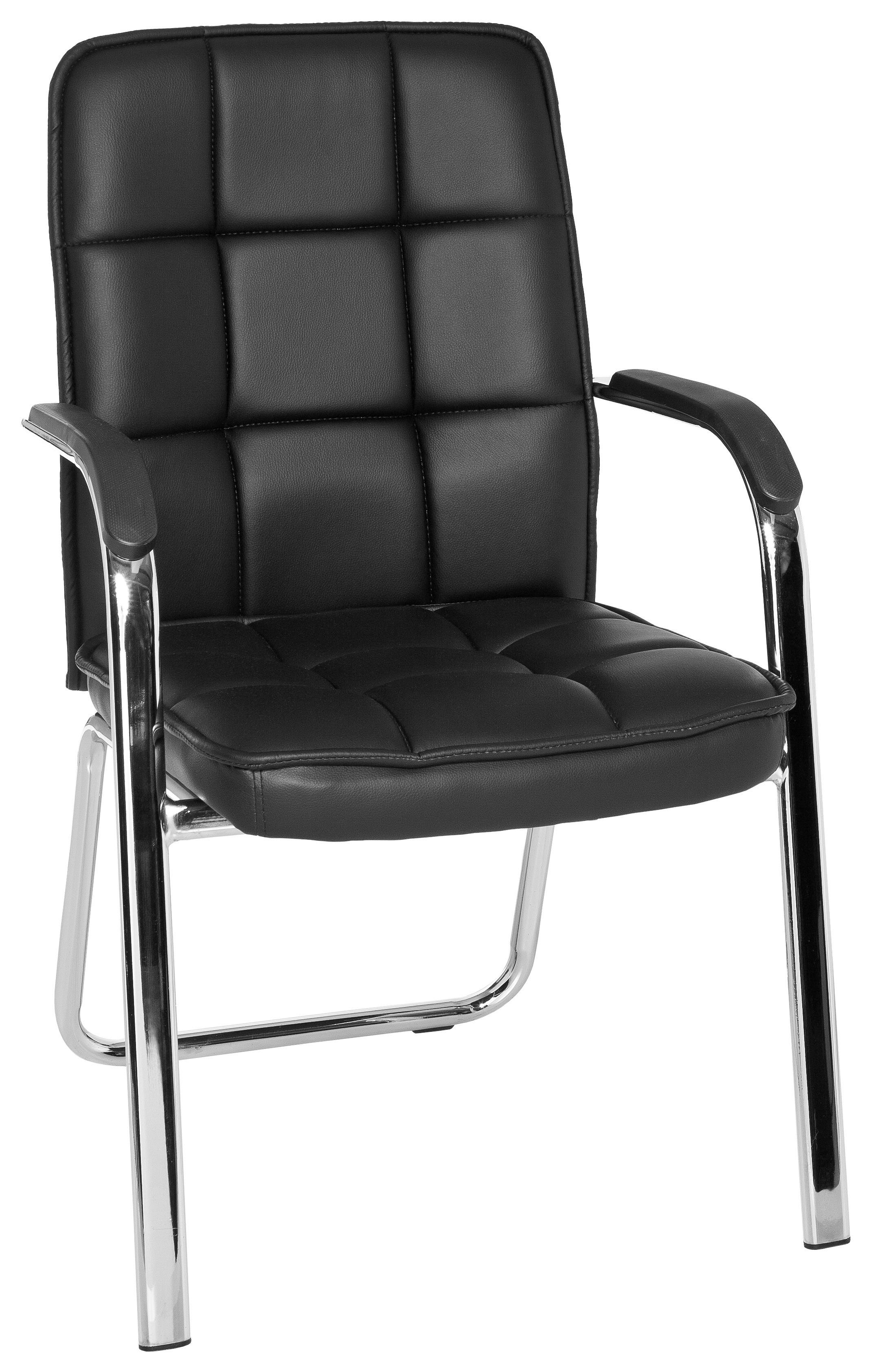 Besucherstuhl Borne Schwarz - Chromfarben/Schwarz, MODERN, Kunststoff/Textil (54/93/44cm) - MID.YOU