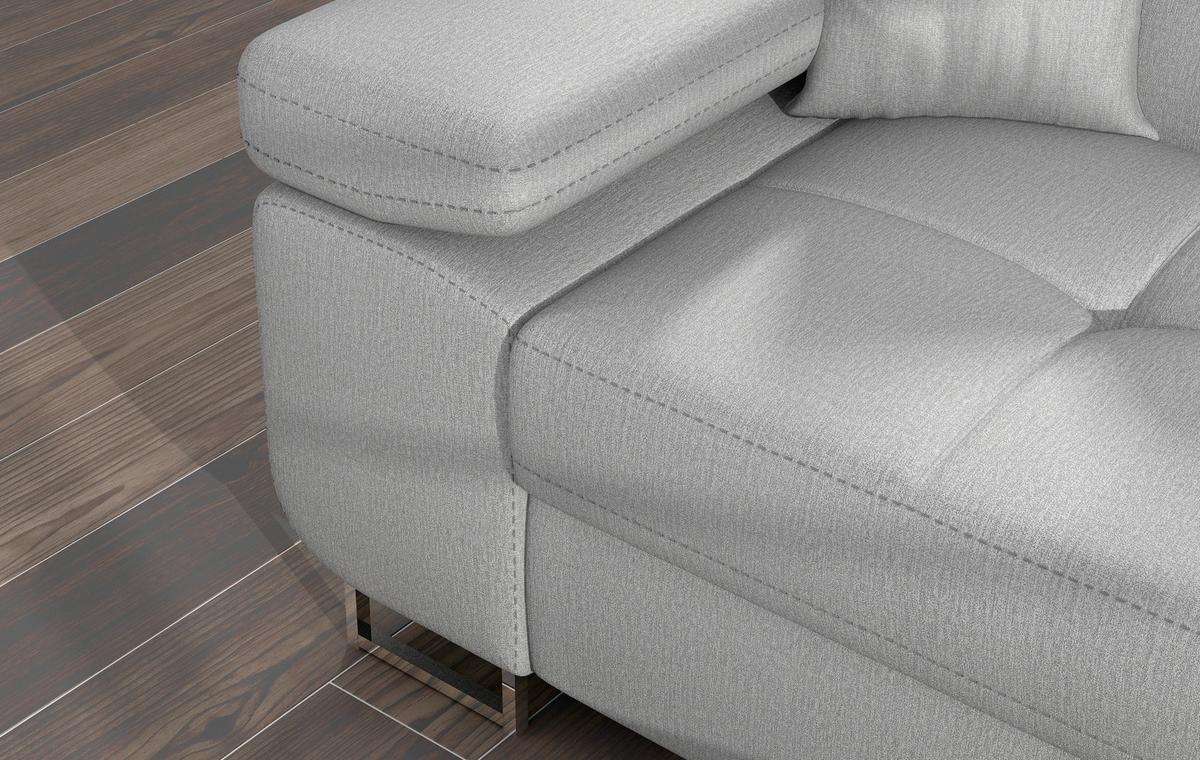 Ecksofa Armando Hellgrau S: 289x203 Cm - Chromfarben/Hellgrau, Design, Textil (289/203cm) - MID.YOU
