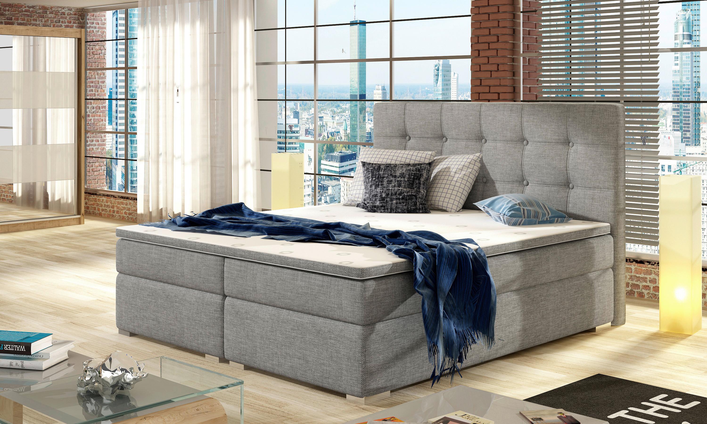 Boxbett Inez Hellgrau Lf: 160x200 Cm - Silberfarben/Hellgrau, MODERN, Textil (160/200cm) - MID.YOU