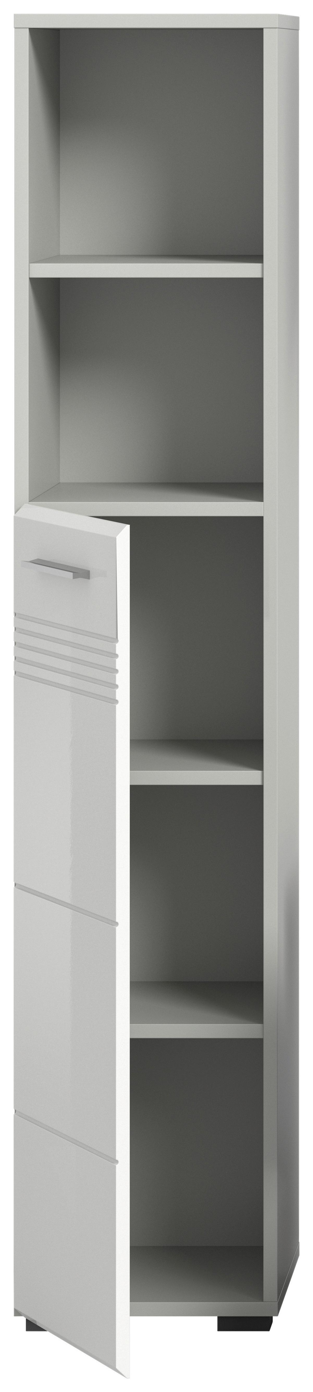 Hochschrank Copa BxH: 30x150 cm - Weiß Hochglanz/Schwarz, MODERN, Holzwerkstoff (30/150/30cm) - MID.YOU