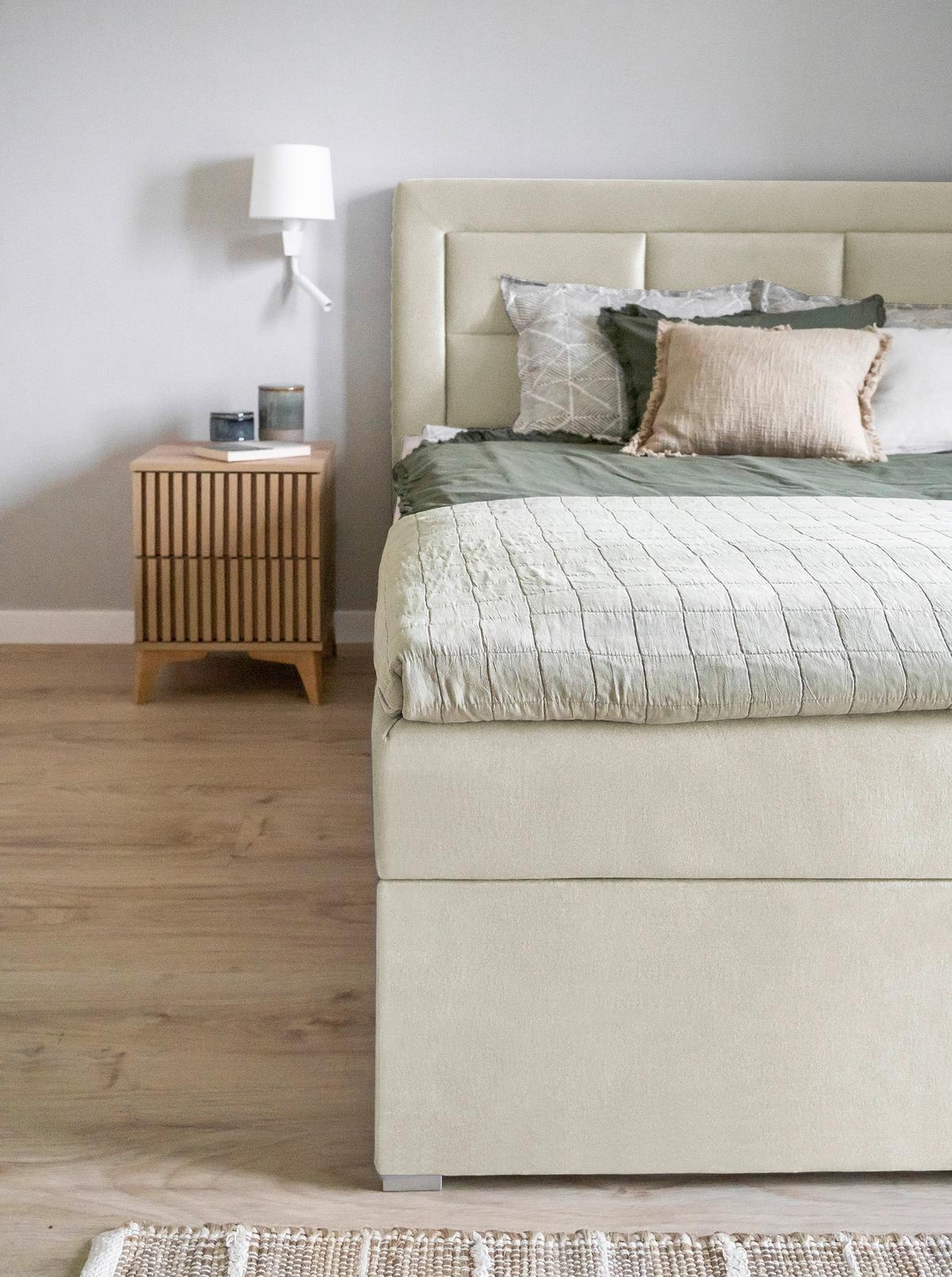 Boxbett Vivre Creme Lf: 180x200 cm - Silberfarben/Creme, MODERN, Holz/Textil (180/200cm) - MID.YOU
